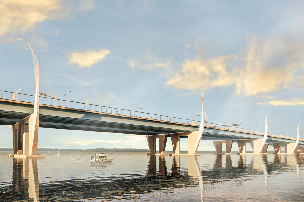 Image de synthèse du futur pont de l'Île-aux-Tourtes.
